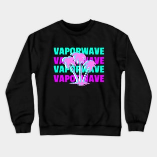 Vaporwave 90's Retro Palm Tree Gift Aesthetic Glitch Art Crewneck Sweatshirt